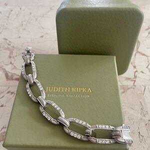 JUDITH RIPKA STERLING SILVER.925 LINK BRACELET SZ AVG 7 1/2” Boxed JR Original